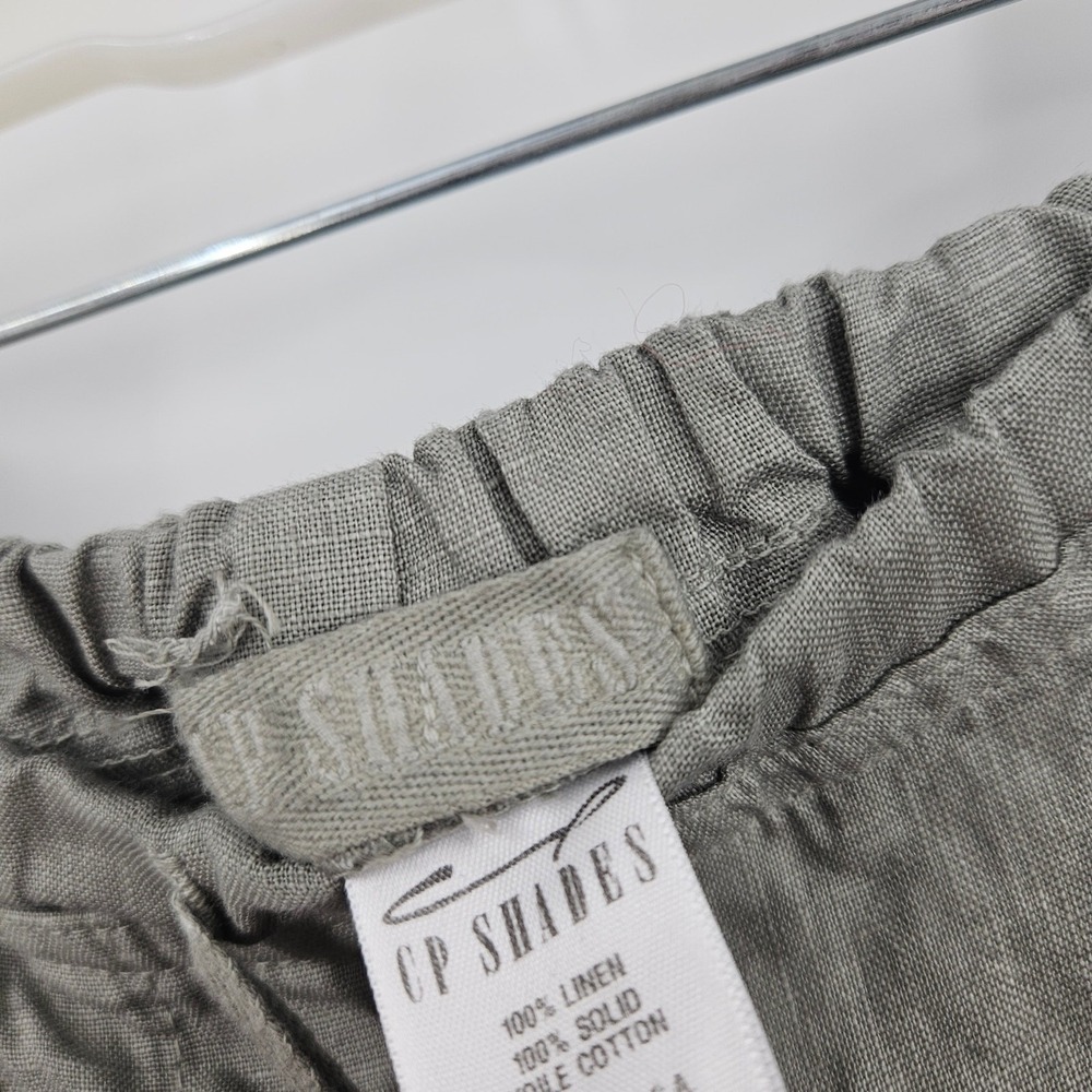 CP Shades Pants Olive Green Linen Drawstring Straight Leg Pull On Trouser Size M - Picture 3 of 5